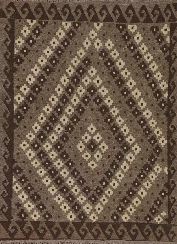 Brown Geometric Kilim Oriental Rug 4x5