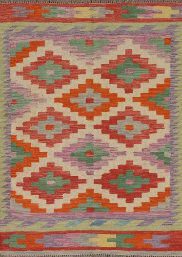 Geometric Kilim Oriental Accent Rug 3x5