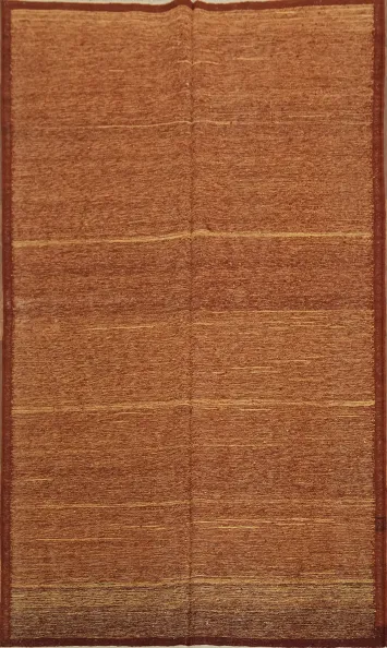 Warm Earth Rusty Brown Kilim Hand-Woven Rug for Inviting Interiors 5x8