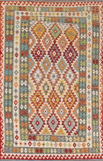 Reversible Wool Kilim Living Room Area Rug 7x10