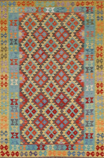 Reversible Wool Kilim Oriental Area Rug 6x8