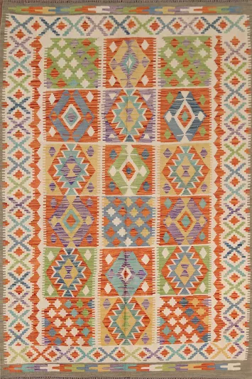 Reversible Wool Kilim Oriental Area Rug 6x8