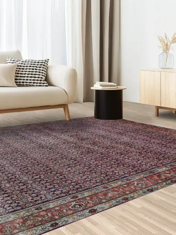 Vegetable Dye Navy and Red Bidjar Persian Area Rug 8x11