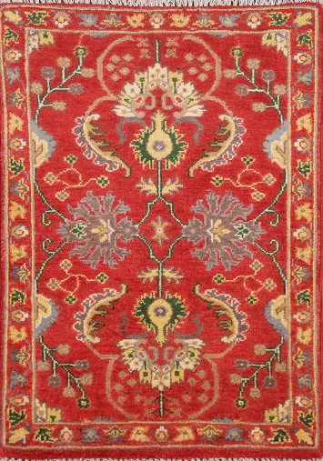 Red Floral Wool Kazak Oriental Accent Rug 2x3
