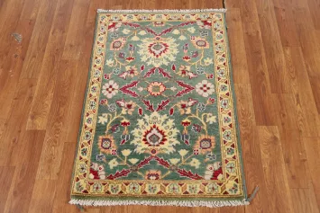 Green Floral Kazak Oriental Accent Rug 2x3