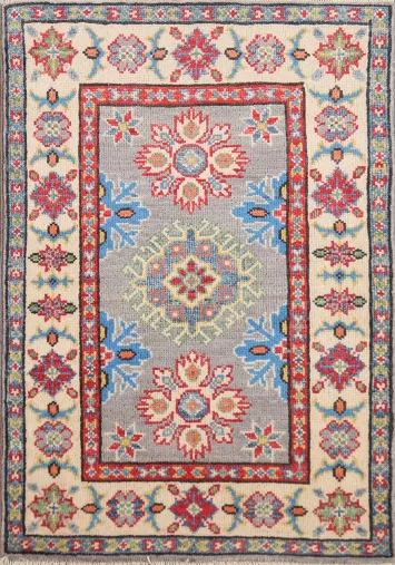 Gray Wool Kazak Oriental Accent Rug 2x3