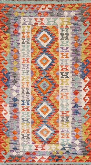 Reversible Wool Kilim Oriental Rug 3x6