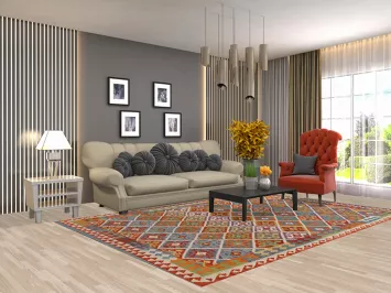 Reversible Wool Kilim Oriental Area Rug 7x10