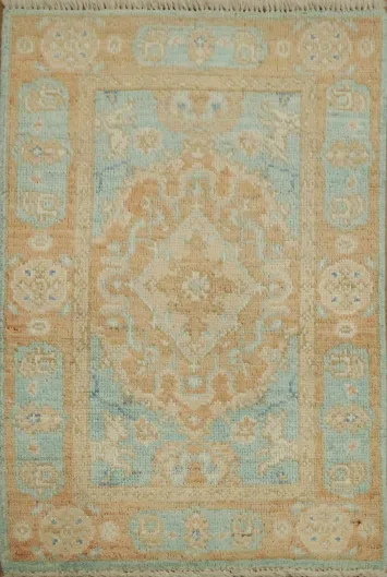 Turquoise Blue Oushak Vegetable Dye Rug 2x3