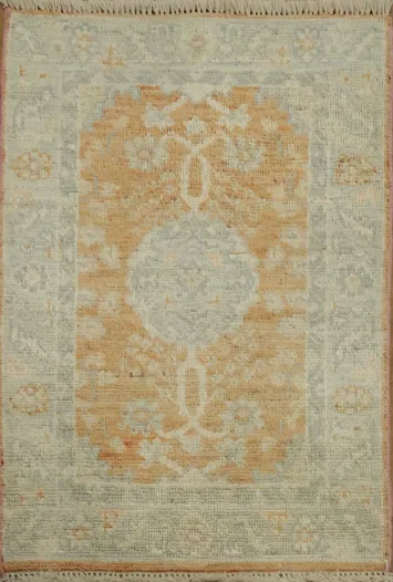 Orange Wool Oushak Vegetable Dye Accent Rug 2x3