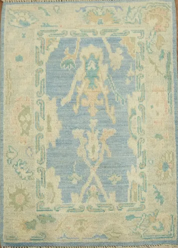 Turkish Oushak Vegetable Dye Accent Rug 2x3