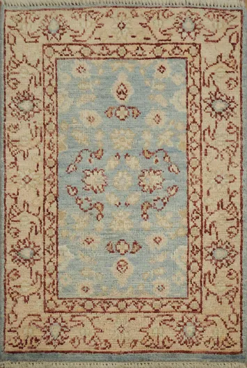 Light Blue Oushak Vegetable Dye Accent Rug 2x3