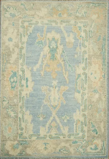 Blue Oushak Vegetable Dye Accent Rug 2x3