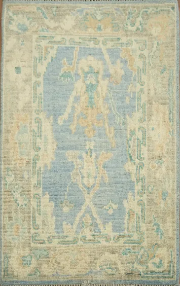 Blue Oushak Vegetable Dye Accent Rug 2x3