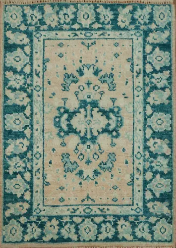 Vegetable Dye Oushak Turkish Wool Rug 2x3