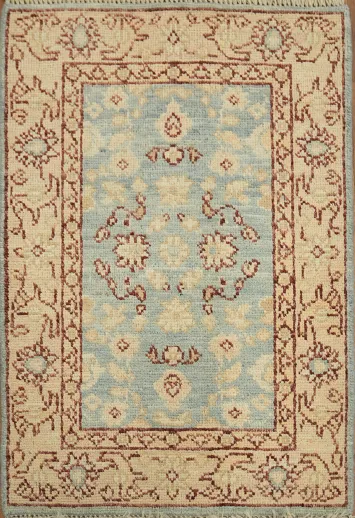 Vegetable Dye Oushak Blue Turkish Rug 2x3