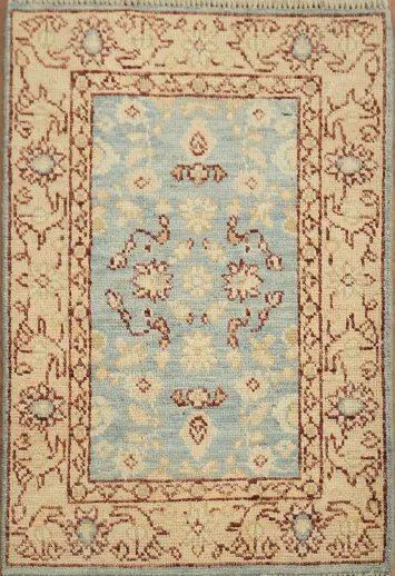 Light Blue Oushak Vegetable Dye Accent Rug 2x3