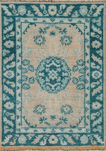 Handmade Oushak Vegetable Dye Turkish Rug 2x3