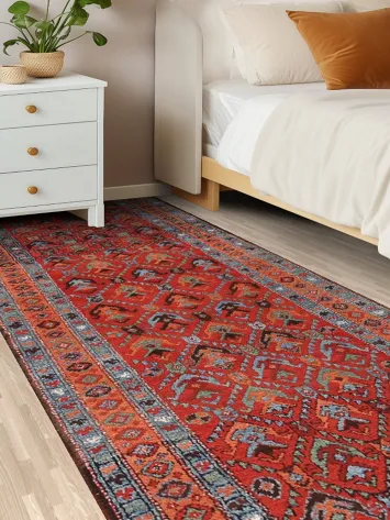 Antique Heriz Bakhshayesh Vegetable Dye Persian Rug 3x14