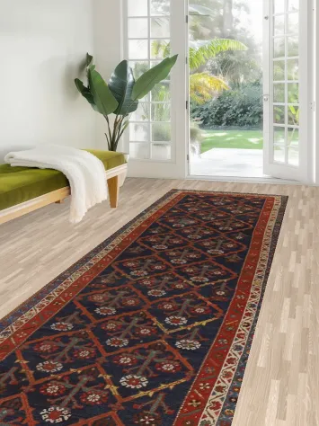 Pre-1900 Vegetable Dye Heriz Bakhshayesh Persian Rug 3x13