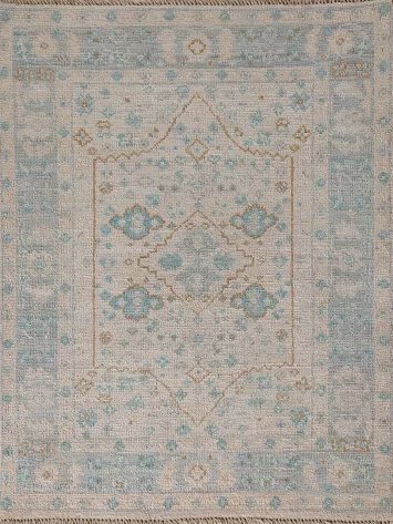 Turkish Oushak Vegetable Dye Accent Rug 3x4