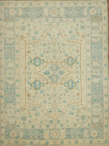 Turkish Oushak Vegetable Dye Accent Rug 3x4