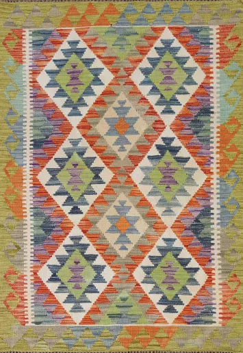 South Western Wool Kilim Oriental Rug 4x5