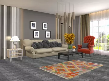 South Western Wool Kilim Oriental Wool Rug 3x5