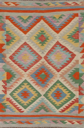 Reversible Wool Kilim Oriental Accent Rug 3x5