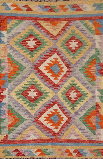 Reversible Wool Kilim Oriental Accent Rug 3x5