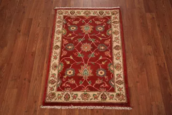 Red Floral Wool Kazak Accent Rug 2x3