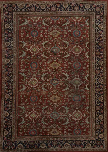 Pre-1900 Vegetable Dye Mahal Persian Area Rug 8x11