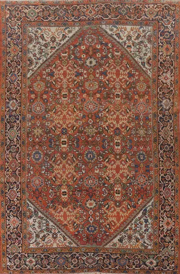 Pre-1900 Antique Vegetable Dye Mahal Persian Area Rug 8x12