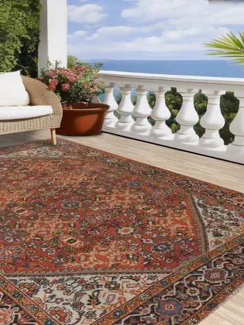 Pre-1900 Antique Vegetable Dye Mahal Persian Area Rug 8x12