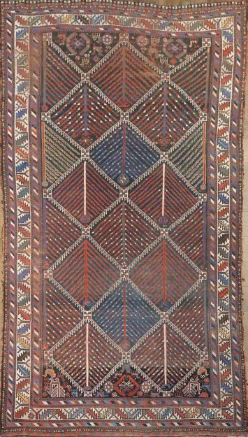 Pre-1900 Antique Vegetable Dye Qashqai Persian Rug 5x9