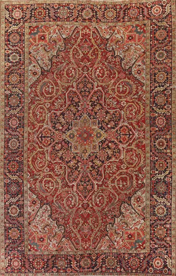 Pre-1900 Vegetable Dye Heriz Serapi Persian Area Rug 8x13