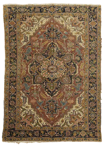 Antique Vegetable Dye Heriz Serapi Persian Rug 7x10