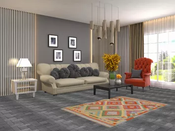 Multicolor Wool Kilim Oriental Accent Rug 3x5