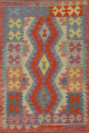 Multicolor Wool Kilim Oriental Accent Rug 3x5