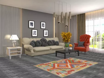 Reversible Wool Kilim Oriental Accent Rug 3x5