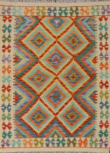 Reversible Wool Kilim Oriental Accent Rug 3x5