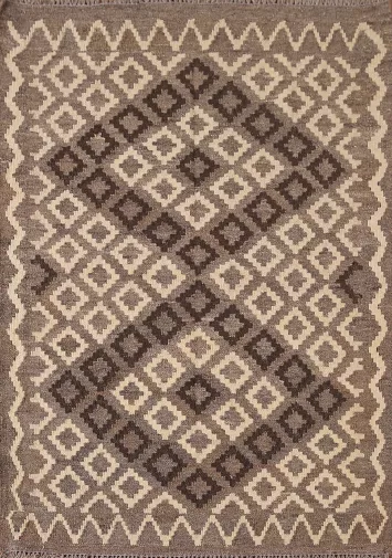 Brown Wool Kilim Oriental Accent Rug 3x5