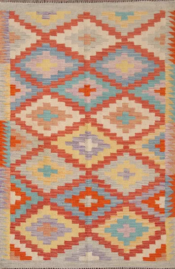 Reversible Wool Kilim Oriental Accent Rug 3x5