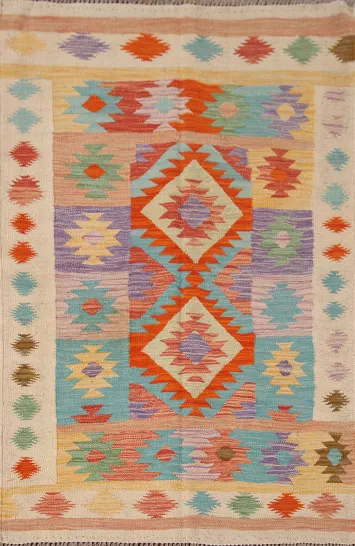 Geometric Wool Kilim Oriental Rug 3x5
