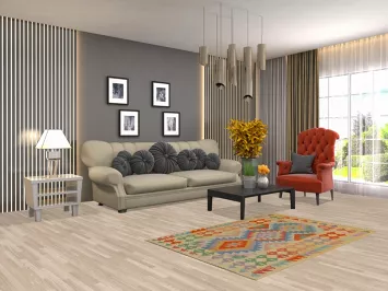 Reversible Wool Kilim Oriental Accent Rug 3x5