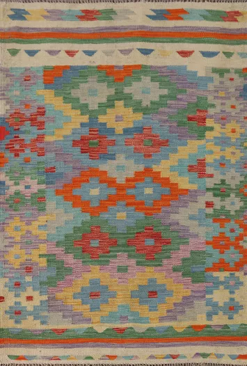Reversible Wool Kilim Oriental Accent Rug 4x5