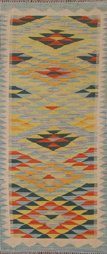 Reversible Wool Kilim Runner Rug 2x7