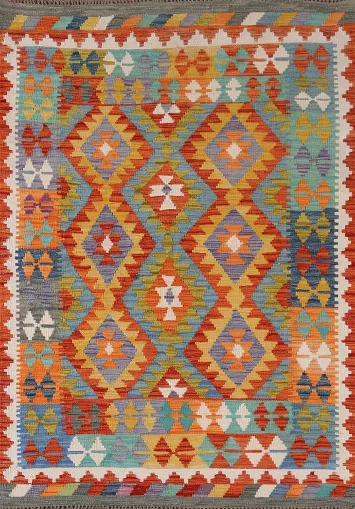 South Western Wool Kilim Oriental Rug 4x6
