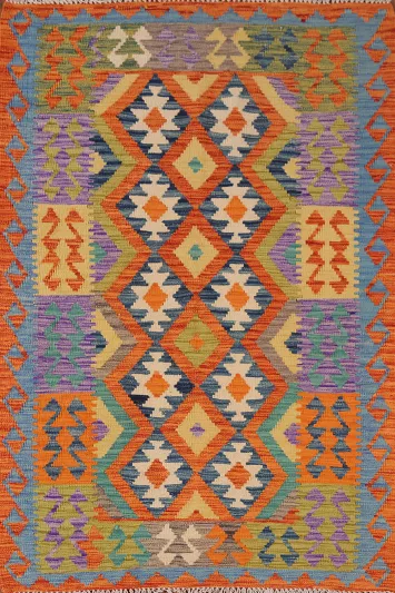 Reversible Wool Kilim Oriental Accent Rug 4x6