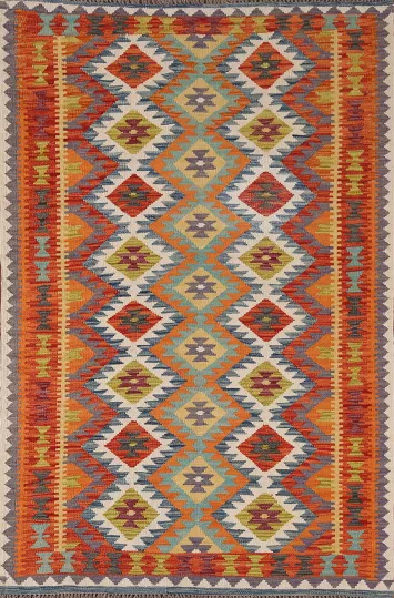 Reversible Wool Kilim Oriental Accent Rug 4x6